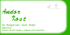 andor kost business card